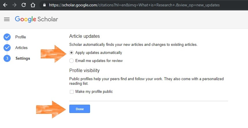 How to set up a Google scholar account