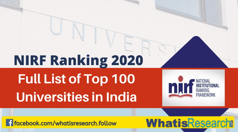 NIRF Ranking 2020 Full List of Top 100 Universities in India