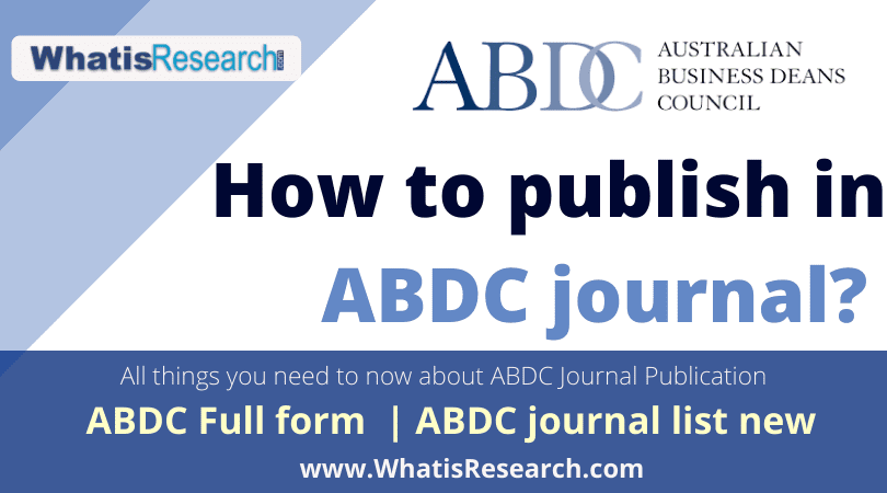 How to publish in ABDC journal