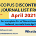 Scopus discontinued list April 2021