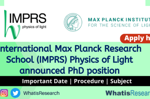 International Max Planck Research School (IMPRS) Physics of Light announced PhD position