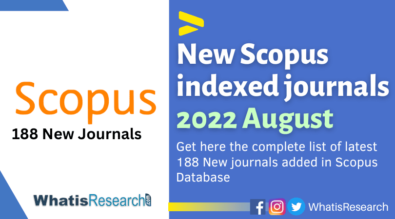 New Scopus indexed journals 2022 August