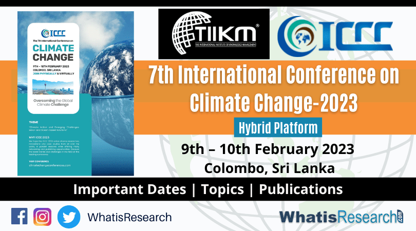 7th International Conference on Climate Change-2023 by TIIKM