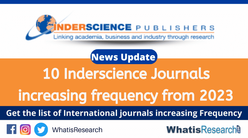 10 Inderscience Journals increasing frequency from 2023