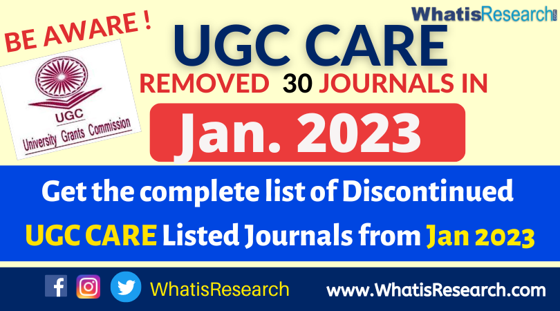 UGC CARE discontinued journals 2023 January