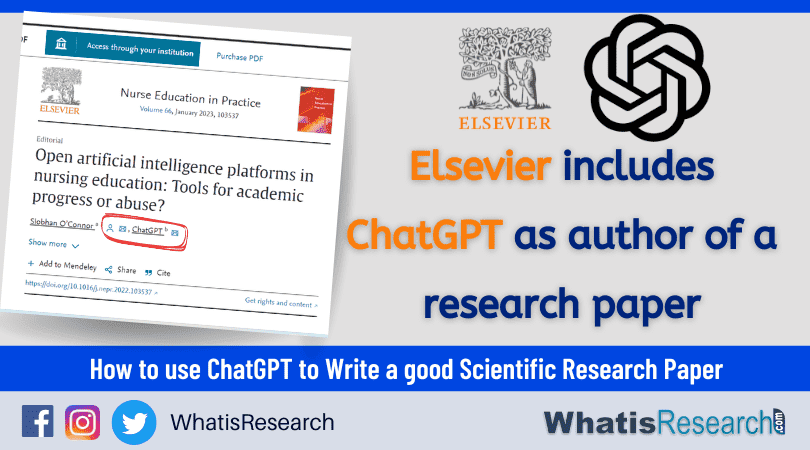 Elsevier includes ChatGPT as author of a research paper