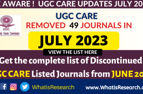 UGC Care Discontinued Journals 2023 July