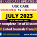 UGC Care Discontinued Journals 2023 July