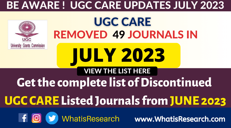 UGC Care Discontinued Journals 2023 July