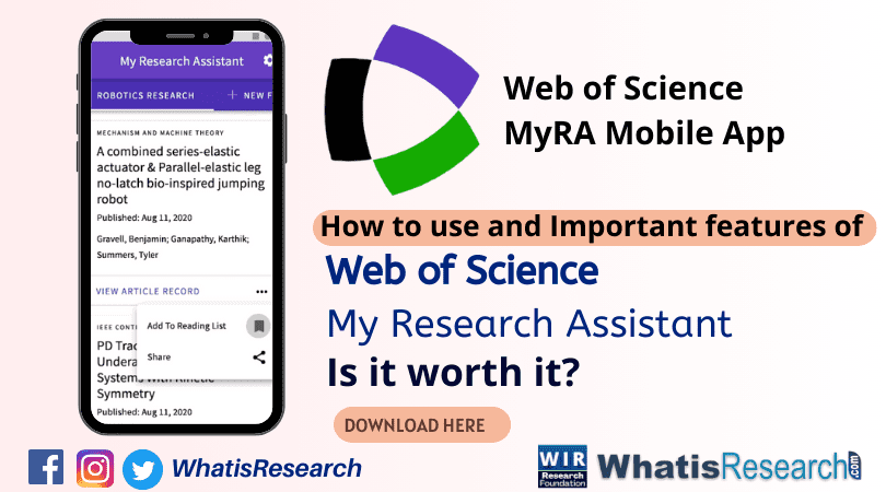 Web of Science My Research Assistant app
